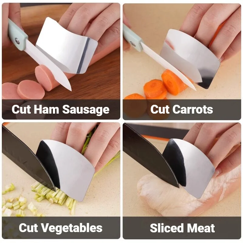 Finger Guard Safe Cutting Heavy Duty Stainless Steel Anti Cut Shield Anti Slip Grip Cooking Kitchen Tool Hand Protector Knife Sl