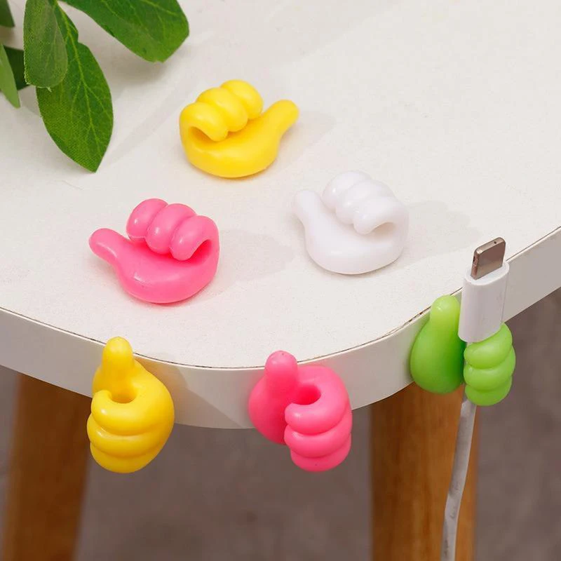 50Pcs Thumb Cable Organizer Hook Self Adhesive Cute Wire Holder Flexible Cord Fixer For Desktop Charging Cable Storage
