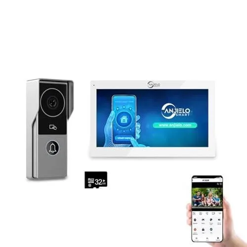 

ANJIELO SMART 7" Touch Screen Video Doorbell Kit Tuya WiFi IP Intercom 130° Wide Angle PIR Motion Detection 2-Wire Home Security