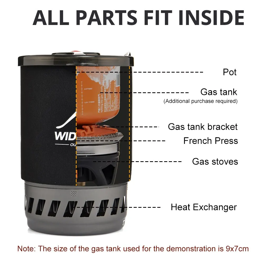 Widesea-Sistema de cocina para acampar con intercambiador de calor, estufa de Gas para exteriores, quemador, taza de café para turismo, vajilla