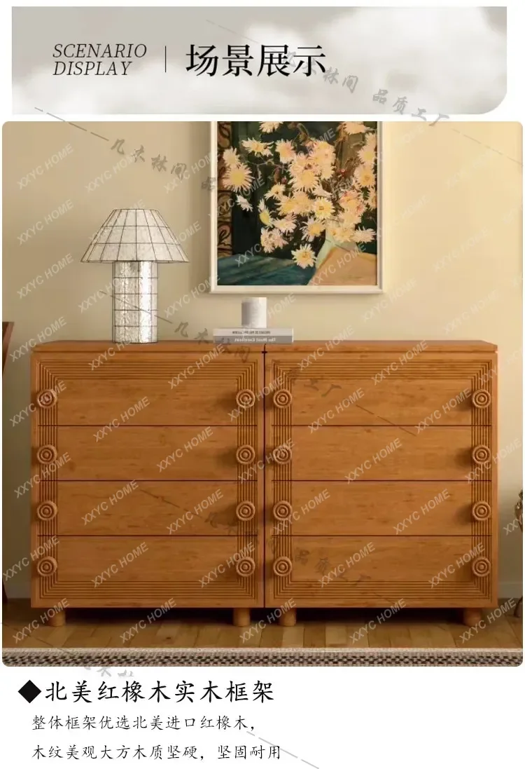 

M32 retro solid wood eight-bucket cabinet against the wall storage cabinet country living room storage cabinet