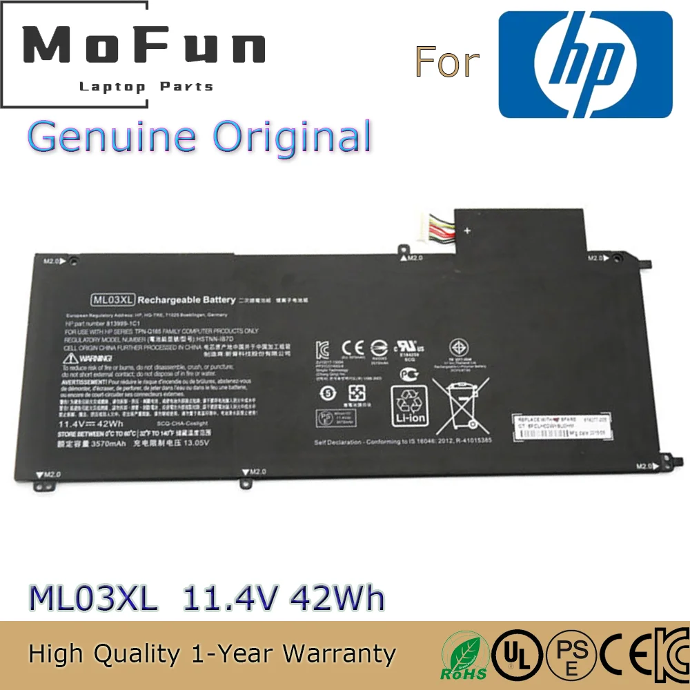 Imagem -01 - Bateria Original do Portátil para hp Spectre x2 pc Destacável 12 Brand Novidades Ml03xl 11.4v 42wh Hstnn-ib7d 814277005 bateria original do portatil para hp spectre x2 pc destacavel 12 brand novidades ml03xl 114v 42wh hstnn ib7d 814277005 01