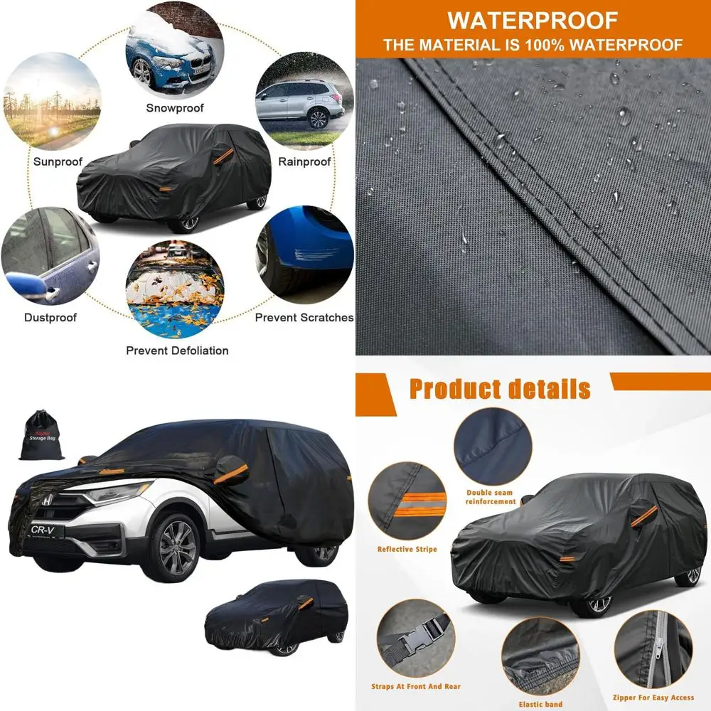 

Universal SUV Car Cover for Honda CR-V (1995-2025), All-Weather Protection, Waterproof, UV-Resistant, Black
