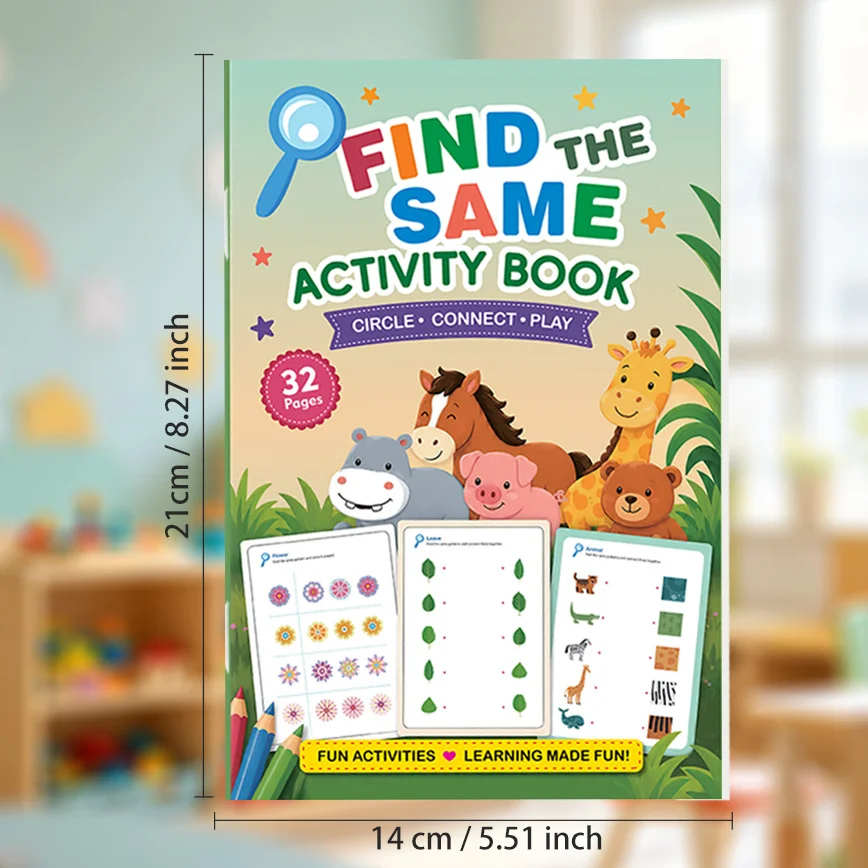 Matching Fun Game Book, Animal/profession/leaf/fruit and Vegetable Theme, Circle Drawing/connection Exercise Book, 32 Pages view 4