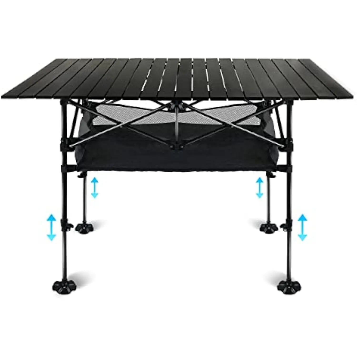 

Adjustable Height Aluminum Camping Table Folding Portable Outdoor Table with Large Storage Organizer and Carrying Bags Big Foo