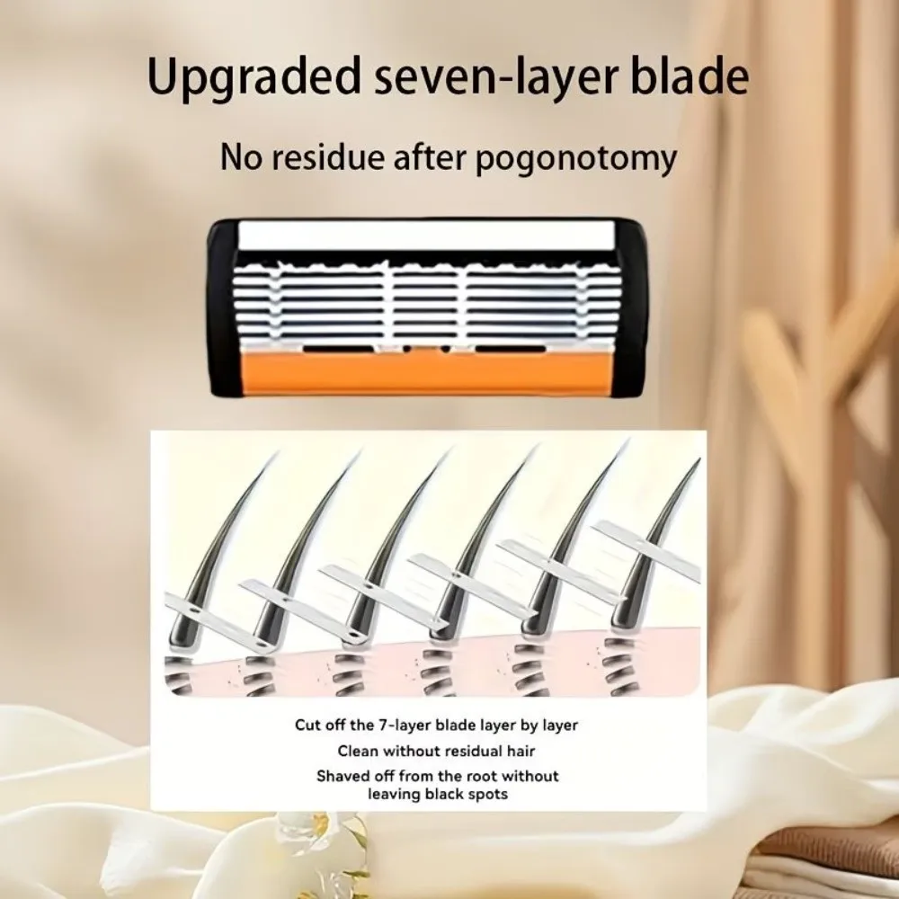 13 pcs Must-Have 6-Layer Men's Shaver Anti-Slip Washable Manual beard grooming Replaceable Refills Handheld Beard Removal Men