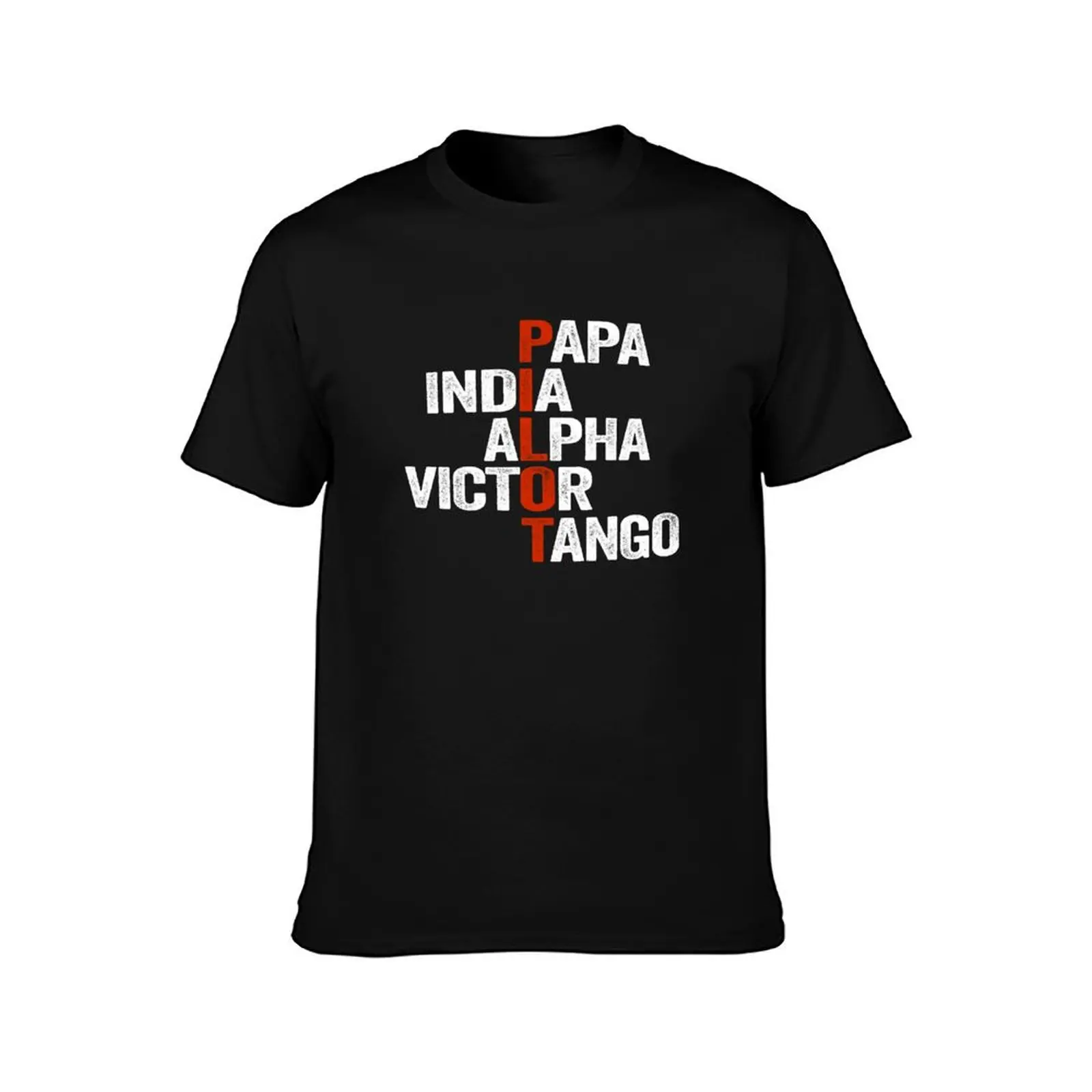 Pilot Alphabet PAPA INDIA ALPHA VICTOR TANGO - Vintage T-Shirt Basic Lightweight Short Sleeve Tee T-Shirt