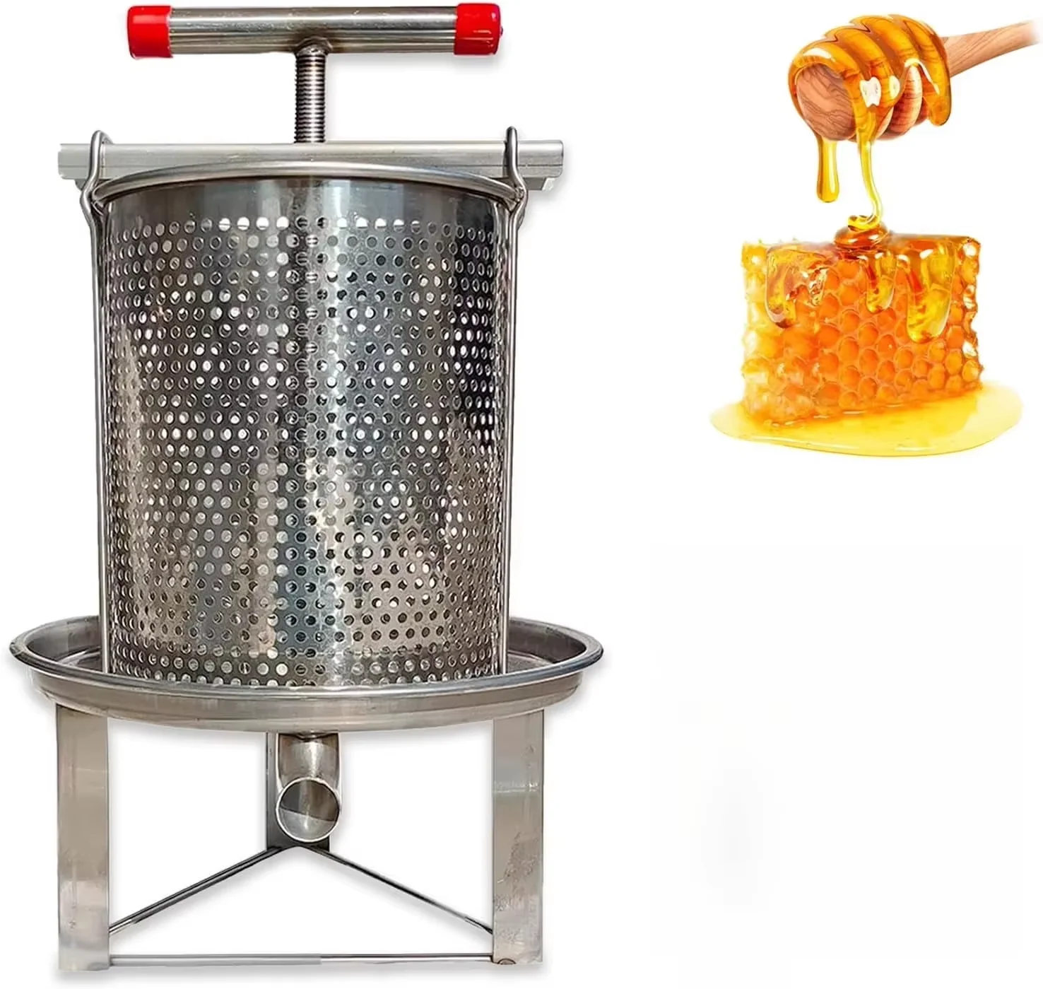 Stainless steel honey press small home wax extractor, natural honey extruder, medium bee honey extraction juice tool, wine press