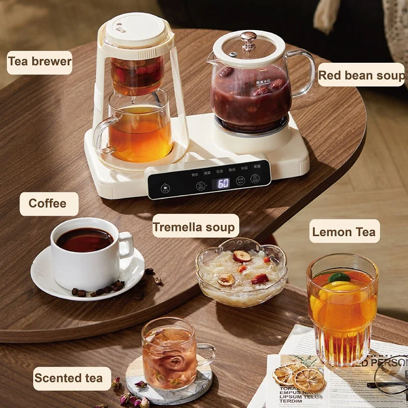 600 مللي وعاء صحي ذكي متعدد الوظائف الطبخ الغليان 2 in1 مكتب الزجاج زهرة إبريق الشاي غلاية كهربائية المنزل السيارات الدفء
