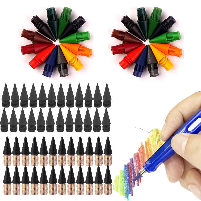 

12/36pcs 12 Colors Eternal Pencil Nib Replaceable No Ink HB Pencil Sketch Stationery Kawaii School Supply Writing Accessories