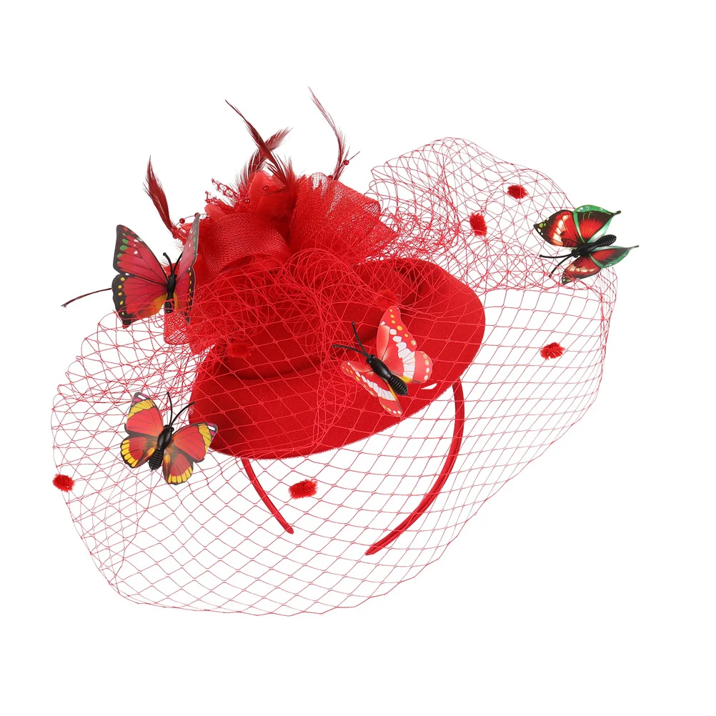 

Wedding Headband Embellished Headbands for Women Fascinator Bridal Hair Accessory Party Tea Decoration Hat Headwear Gauze