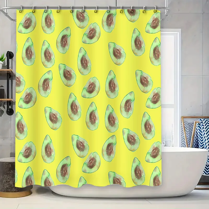 

Shower Curtain Avocado Cute Farmhouse Decor Bathroom Set Tropical Fruit Pattern Teal Green Nature Vibes Modern Home Accent Wall