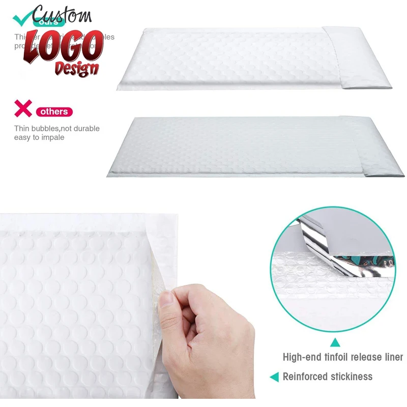 Custom Mailing Bag with Logo Waterproof Padded Envelopes with Self Seal Shipping Bags White Bubble Mailers