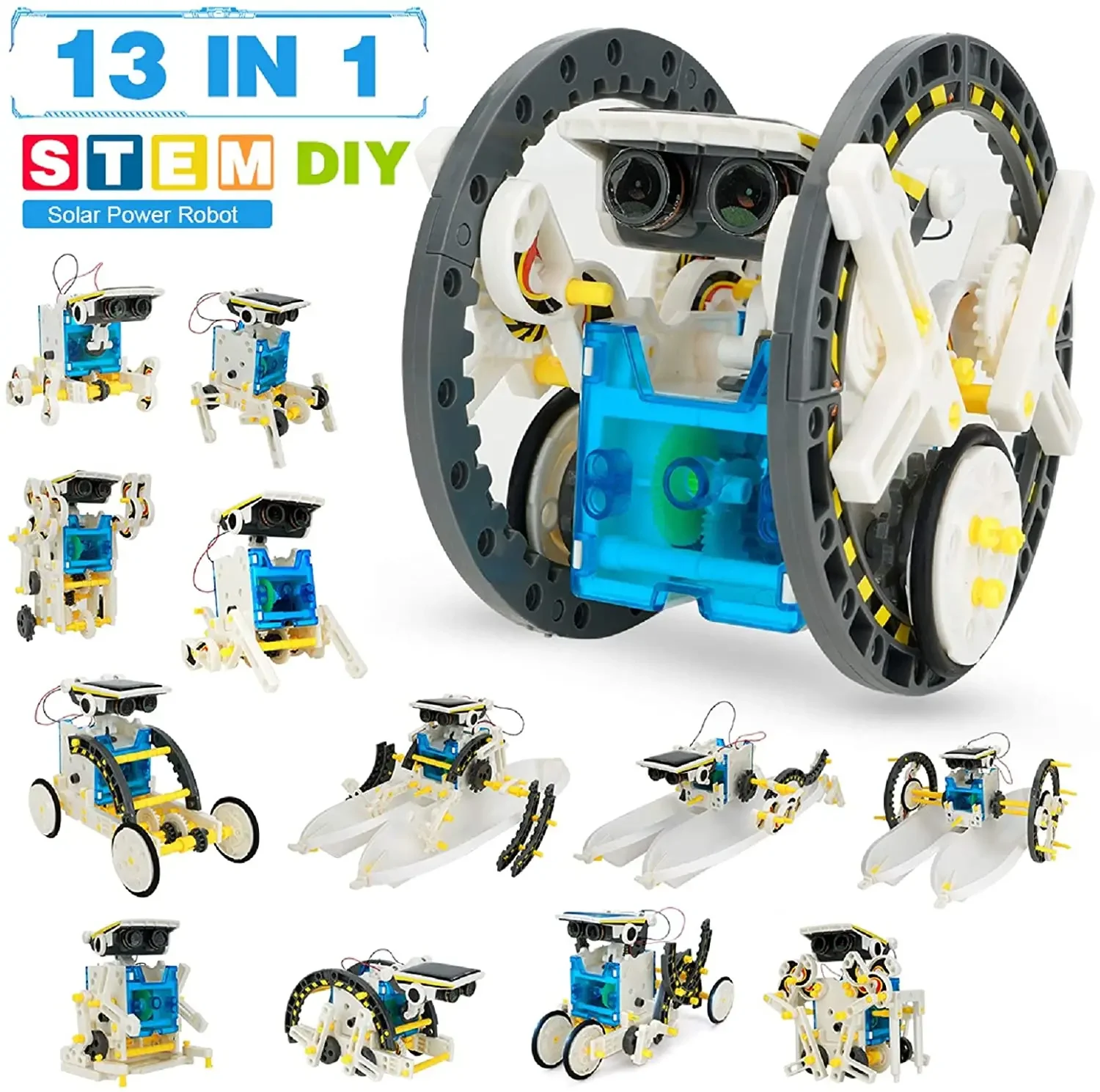 Solar Powered Robot Ciência Brinquedos Educativos para Crianças, DIY Montado Kit, 13 Formas de Transformação Robô, Boy Gift, Escola, STEM