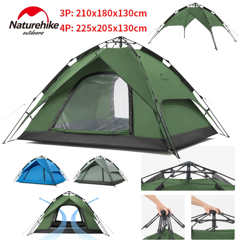 

Naturehike Automatic Tent Quick Set Up Family TraveL Camping 3-4 People Lightweight Removable Inner Tent Waterproof 210D Oxford