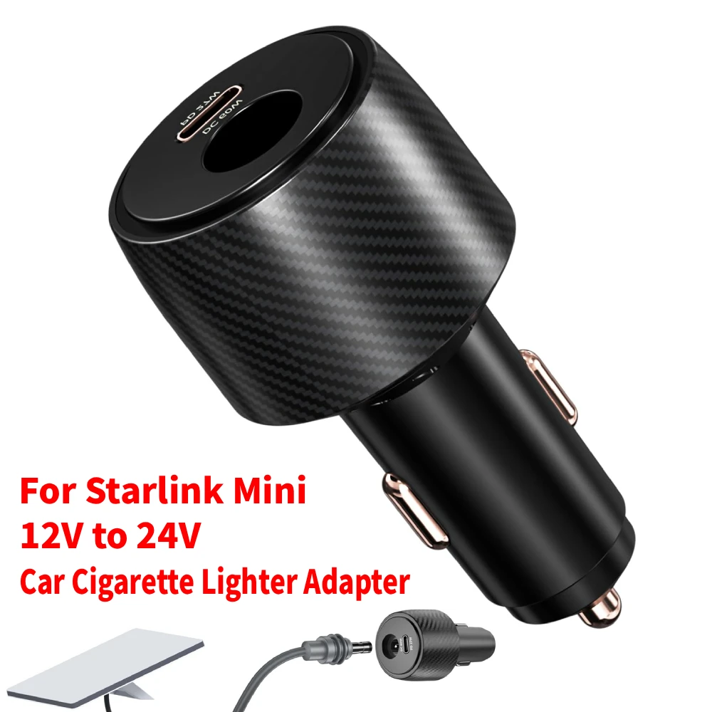 Car Cigarette Lighter Adapter for Starlink Mini 12V to 24V DC Step Up Converter Car Charger Power Adapter for RVs, Boats, Trucks