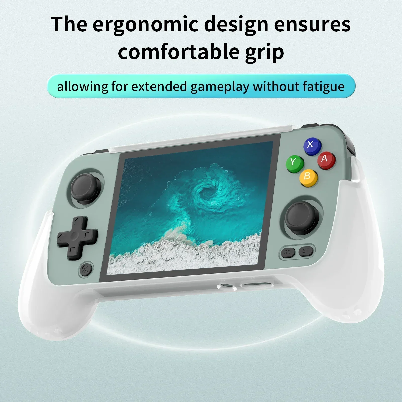 Anbernic คอนโซลเกมปลอกซิลิโคน RG405M มือจับแบบยึดที่เข้ากันได้กับมือจับดีไซน์หลายพอร์ต