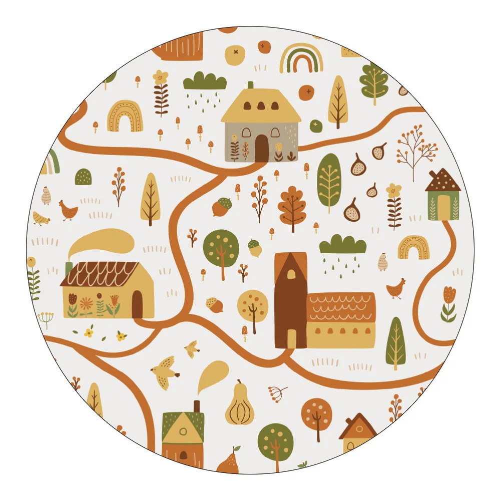 Cartoon cute round rug floor mat bedroom living  home decoration animal  baby play  children  decorative