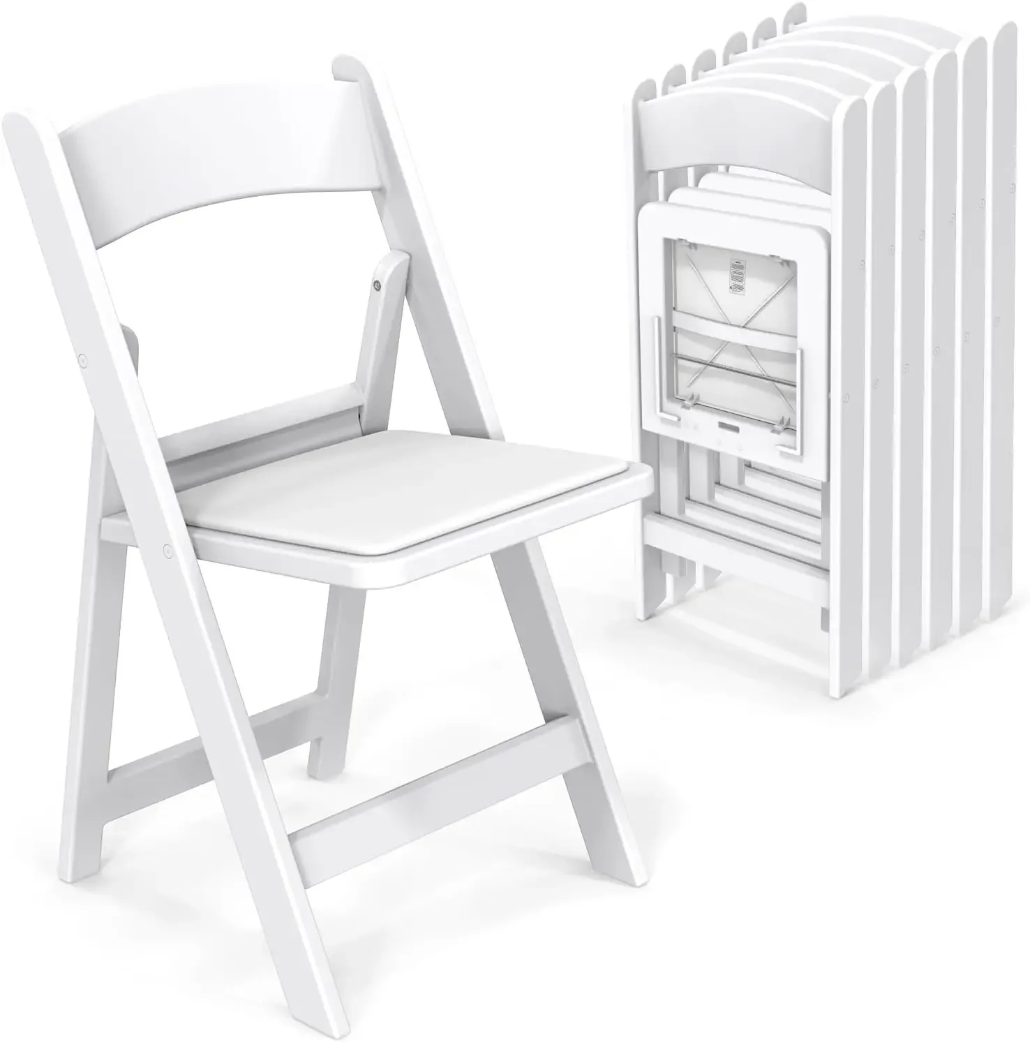 Resin Folding Chairs, Foldable Plastic Chair, Perfect for Event Party Indoor Outdoor, White, 8 PC