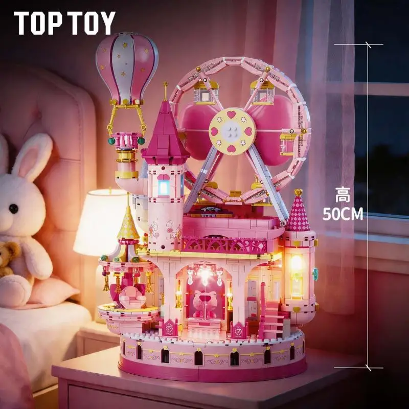 

Hot selling genuine TOPTOY Hello Kitty Pink Wish Castle Assembly Hello Kitty Sanrio Decorative Ornament Surprise Gift