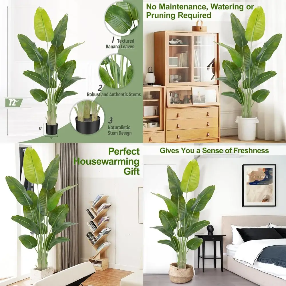 

6ft Artificial Bird of Paradise Tree with 13 Trunks - Elegant Silk Floor Plant for Home, Office, and Bedroom Decor