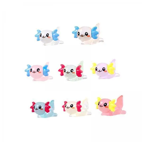 Mini Axolotl Figurines Glow in the Dark Resin Sculptures Collectible Animal Decor for Fairy Gardens and Fish Tanks
