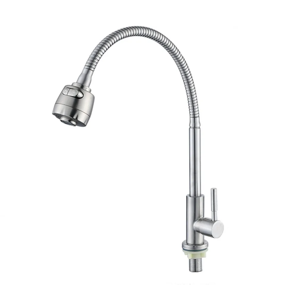 

Rotatable Kitchen Faucet Adjustable Mode Deck Mounted Single Cold Water Faucet Universal Stainless Steel Kitchen Water Tap