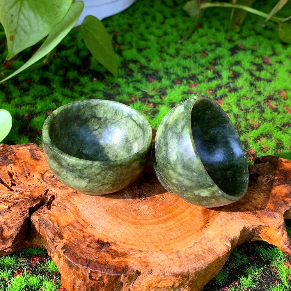Natural  Xiuyan Jade Bowl Carving (No Food Contact) Home Decor Crystal Bowl Gift for Friends Family Crystal Collections