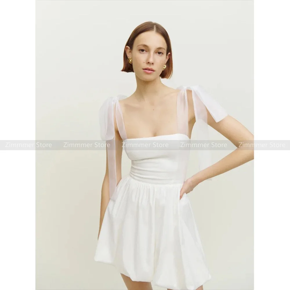 

French Niche Pure Desire One Shoulder Organza Strap Floral Pod Dress White Fairy Dress with Bottoms