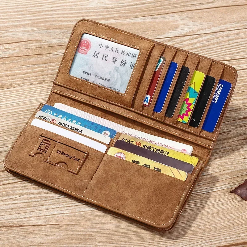 

18*9*1.5cm Long Men's Wallet, Retro Casual Wallet, Korean Version Handbag with Large Capacity Frosted Card Bag