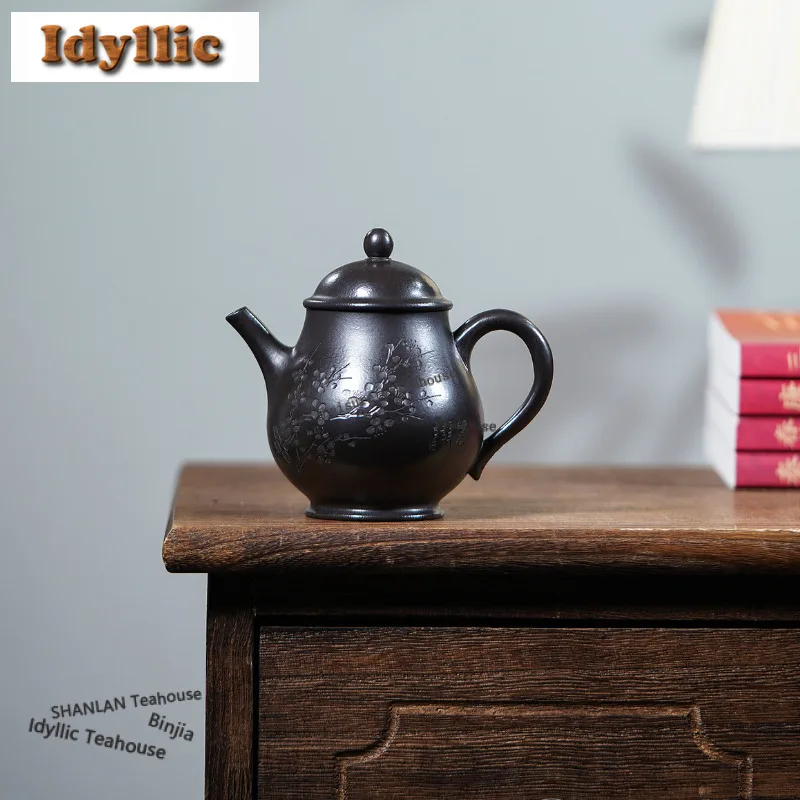190ml Yixing Purple Clay Teapots Handmade High Pan Pot Raw Ore Dahongpao Reducing Roasting Mud Kettle With Infuser Zisha Tea Set