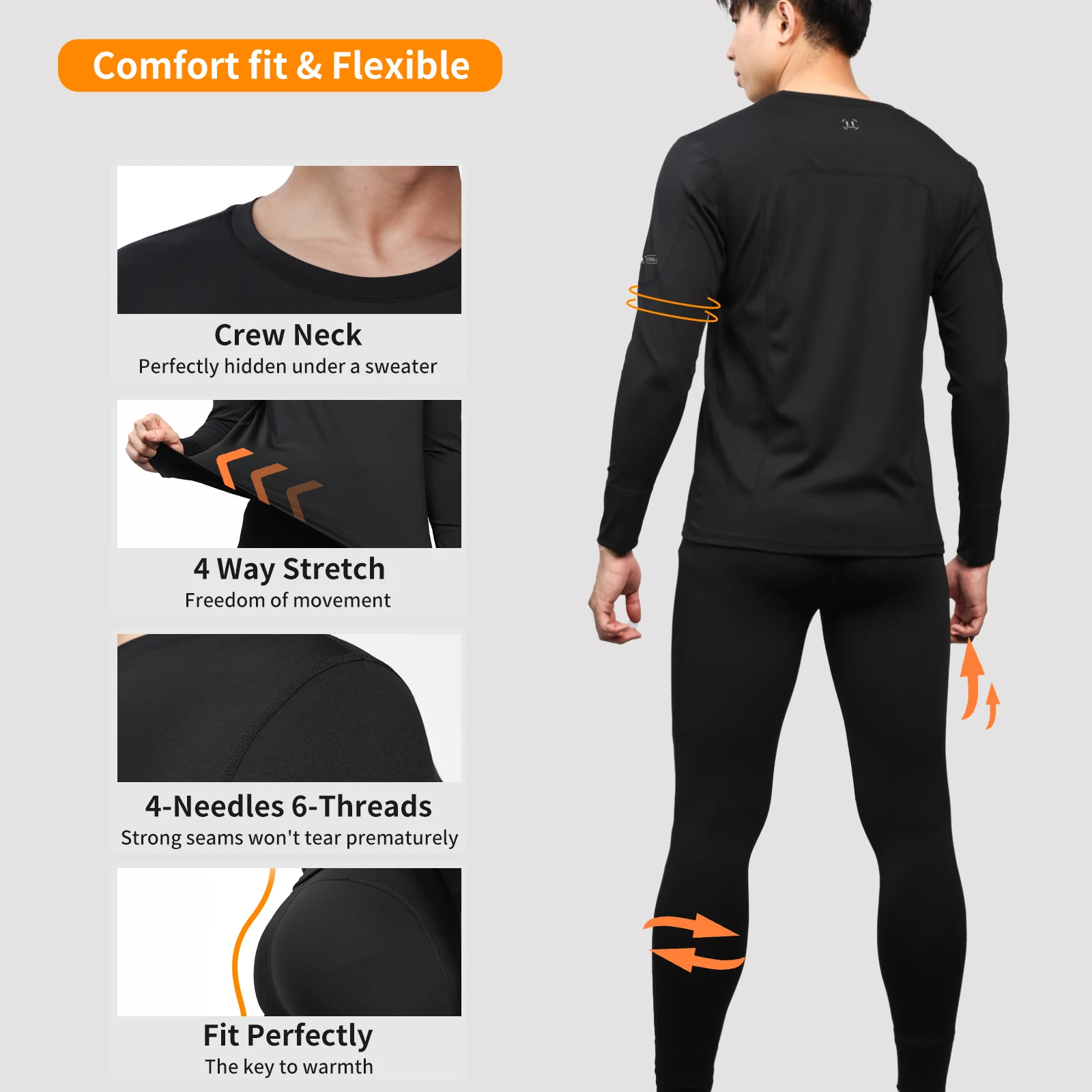 WOSAWE Men Motorcycle Compression Base Layer Set Quick Dry Breathable 4 Way Stretch Riding Underwear Top Pants Spring Fall