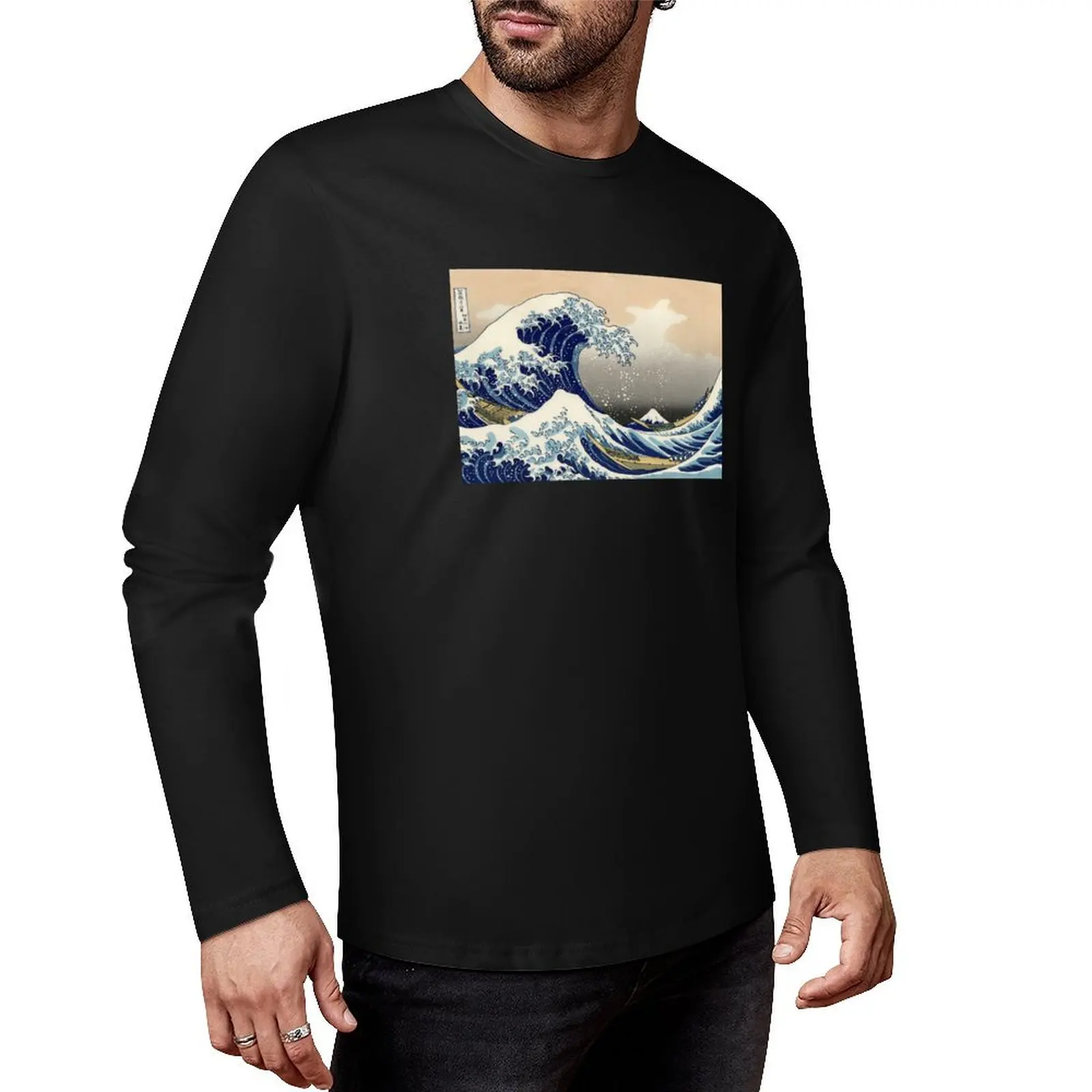 Graphic Ocean Wave Gift Hokusai Japanese Wave Design With The Great Wave Off Kanagawa Art Long T-Shirt