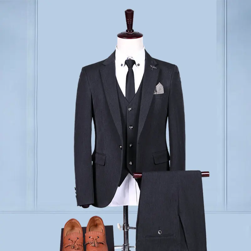 

Новый мужской Британский (костюмный жилет и брюки) деловой Модный повседневный профессиональный костюм тонкий для жениха и лучшего мужчины брак