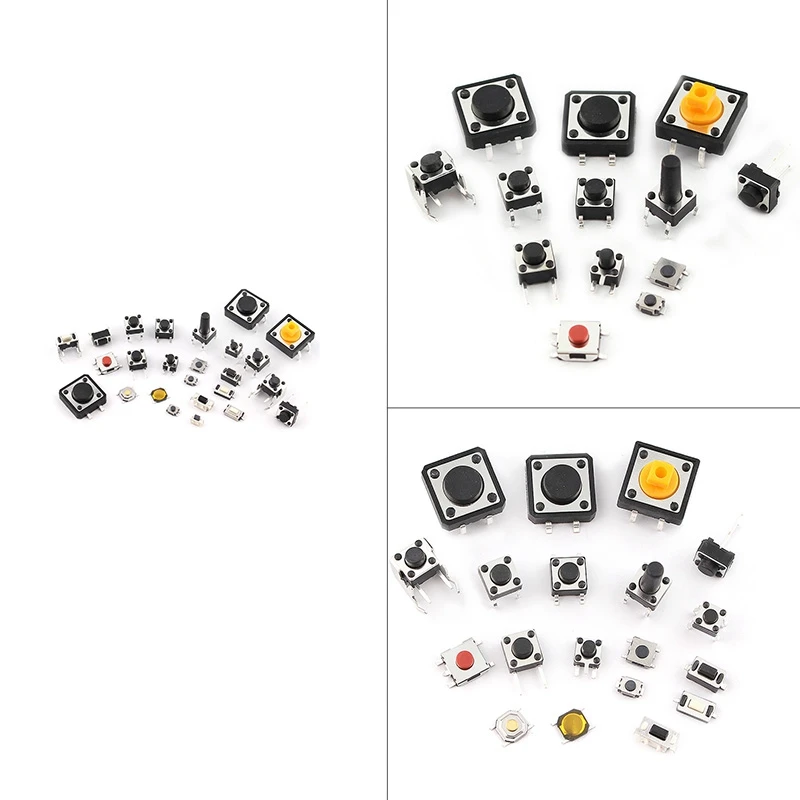 25 Values Tactile Push Button Switch Micro-Momentary Tact Assortment Kit Mini Leaf Switch SMD DIP