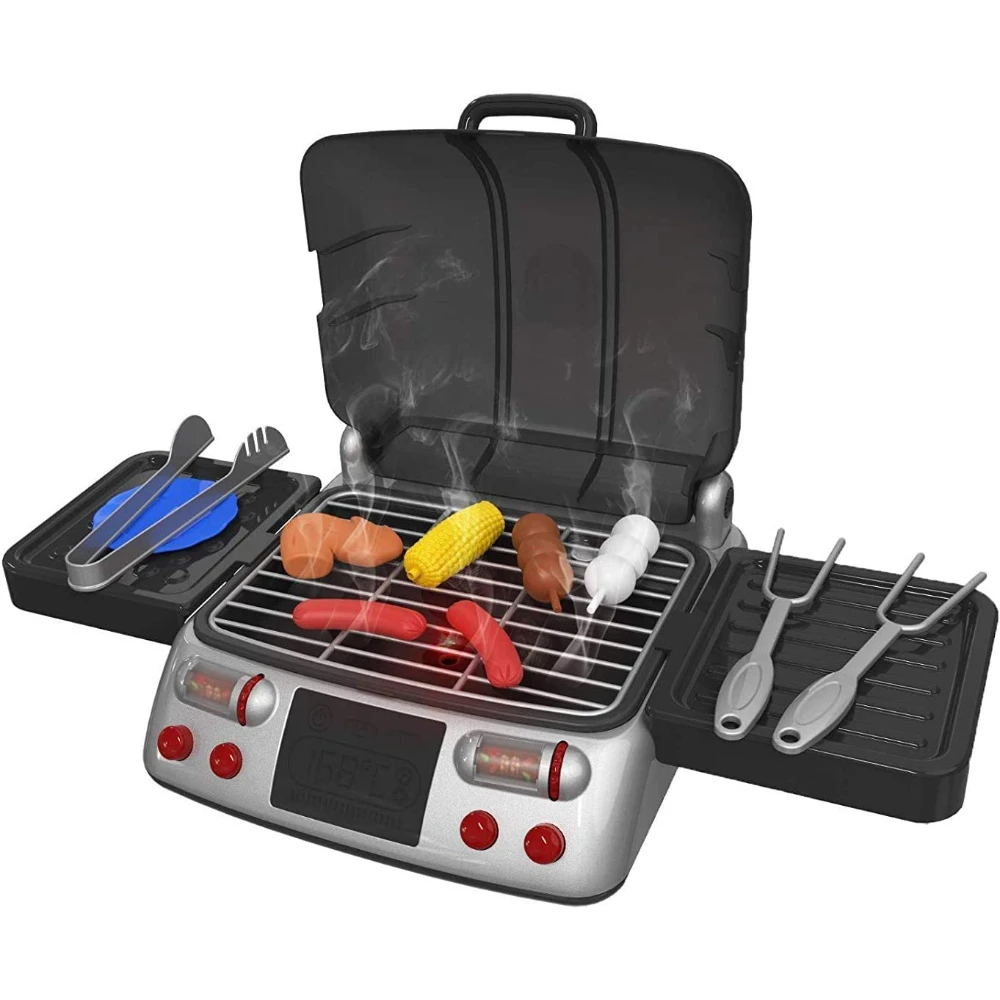 

WizKidz Cooking Toy BBQ Set Kids Grill Playset with Play Food Light & Sound Kitchen Accessories for Outdoor Camping Fun for Kids