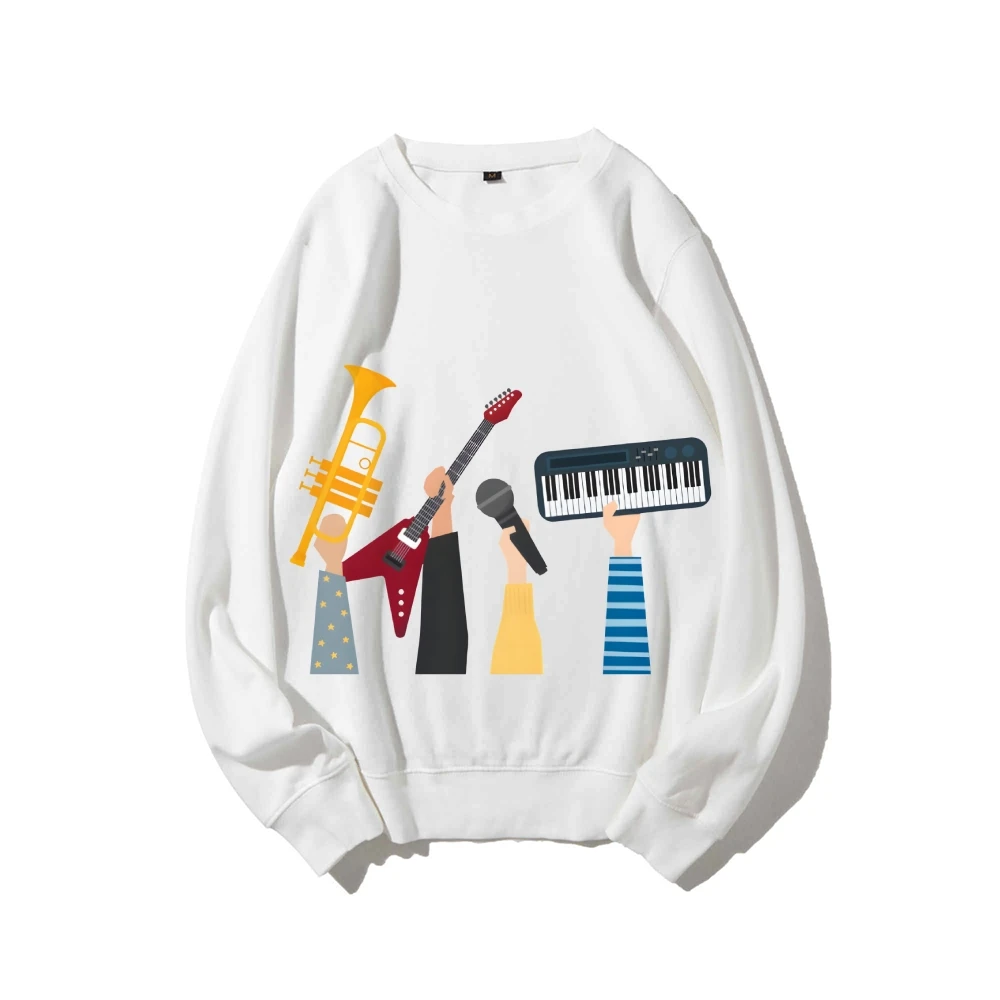 

Casual Crewneck Sweatshirt Graphic Hoodie Music Hands Hoodie 100% Cotton High Quality Oversize Colorful Trendy Y2K Vibe