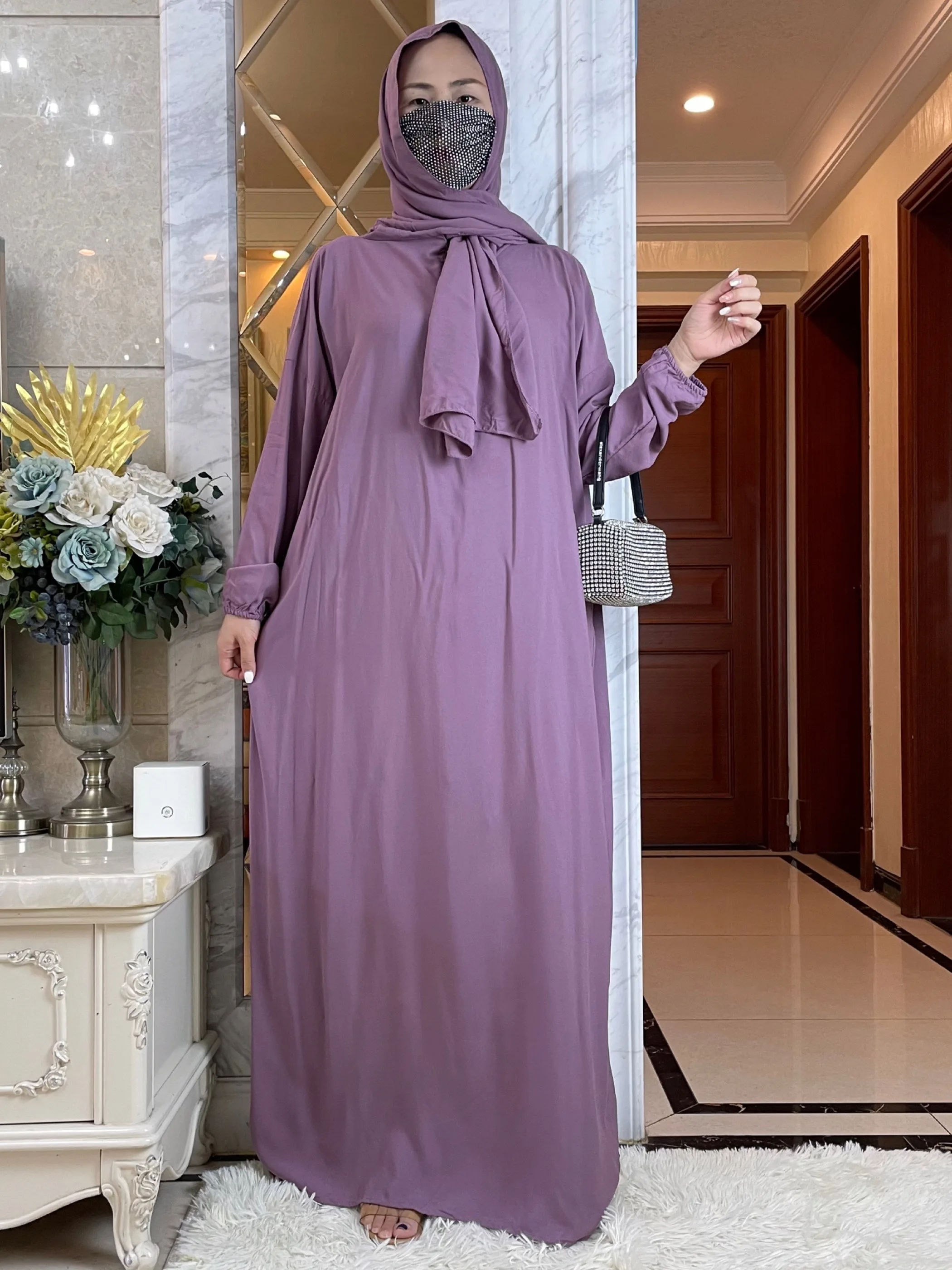 

New Ramadan Eid Muslim Prayer Dress Robes Musulmane Cotton Elegant Soft Islam Kaftans Abayas For Women Arab Worship Clothing