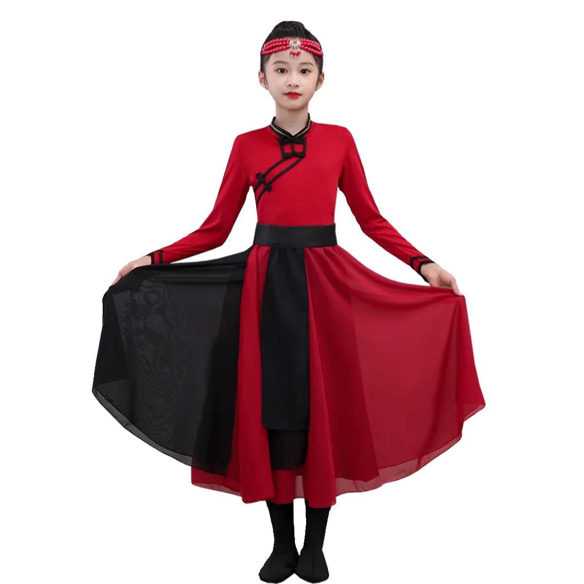 Children's Mongolian costumes,ethnic costumes,chopstick dance performance costumes,ethnic Mongolian robes,and large-swing skirts