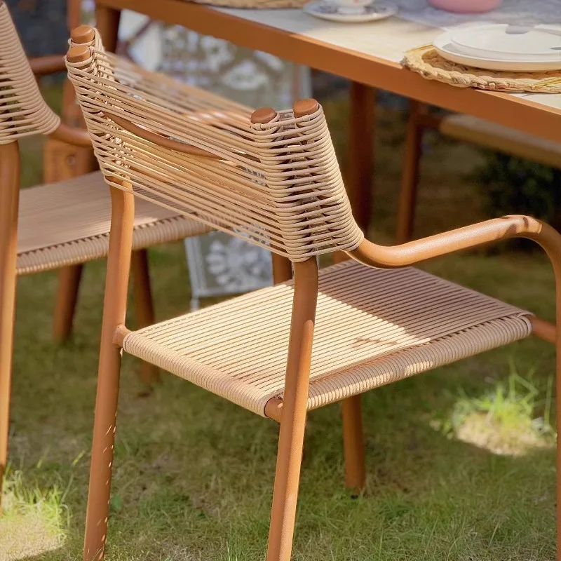 

Rattan chair household single dining table and chair rattan seat new Chinese courtyard garden balcony leisure chair