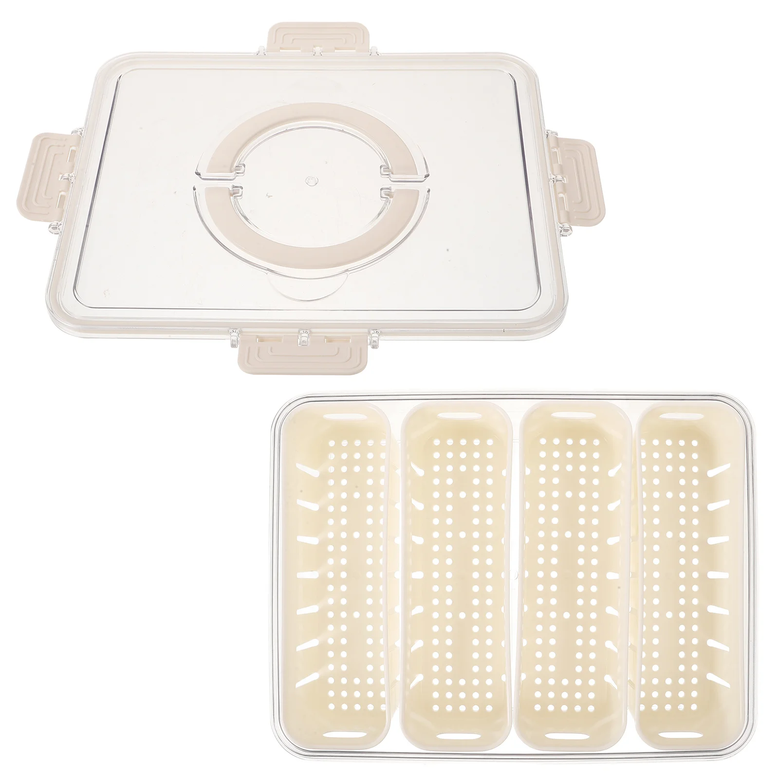 

Freshness Storage Box Airtight Food Organizer With Handle Divided Compartments Pet Material For Fridge Vegetable Fruit