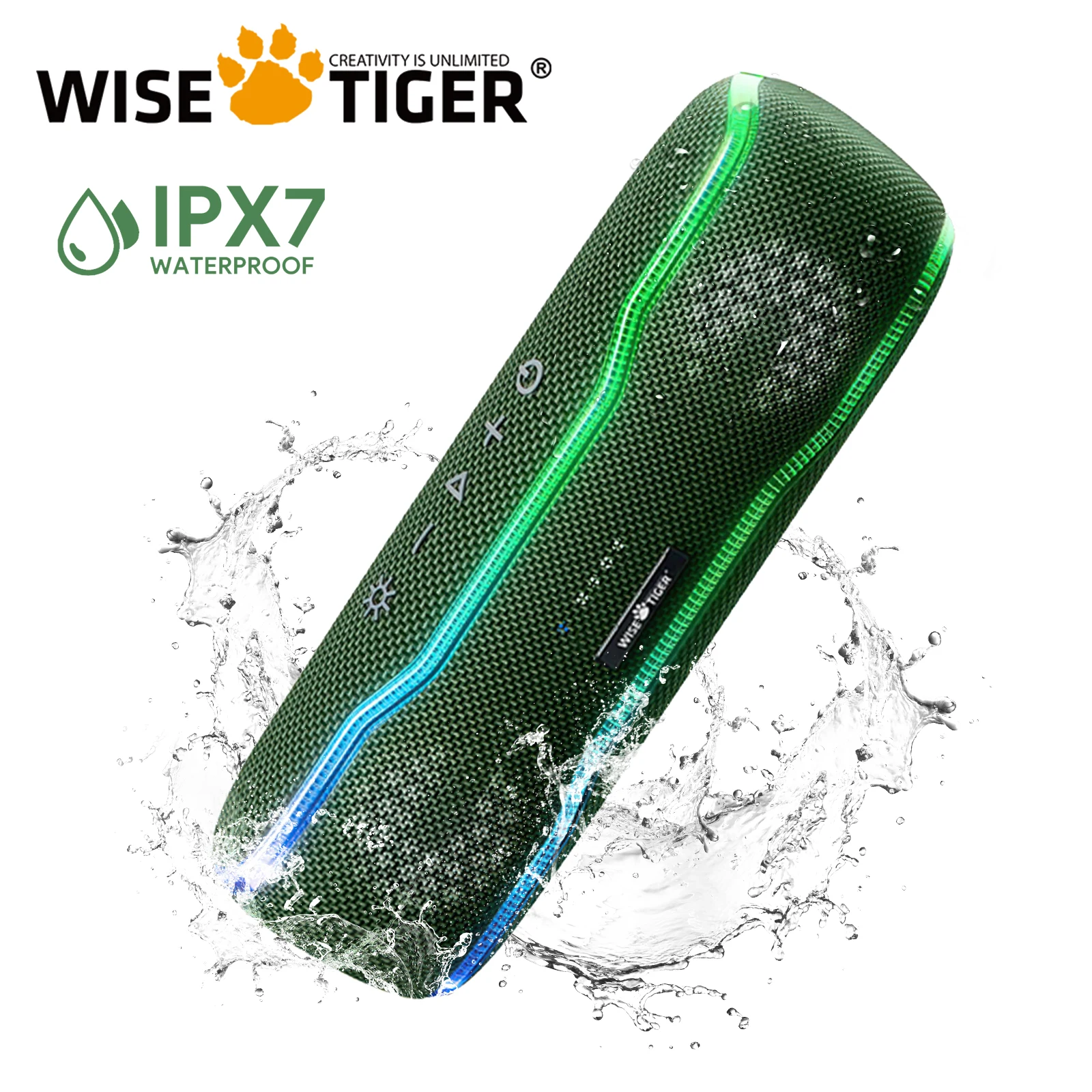 

WISETIGER Portable Bluetooth Speaker Wireless IPX7 Waterproof Speaker RGB Light Sound Box 25W BT5.3 Stereo Surround Loudspeaker