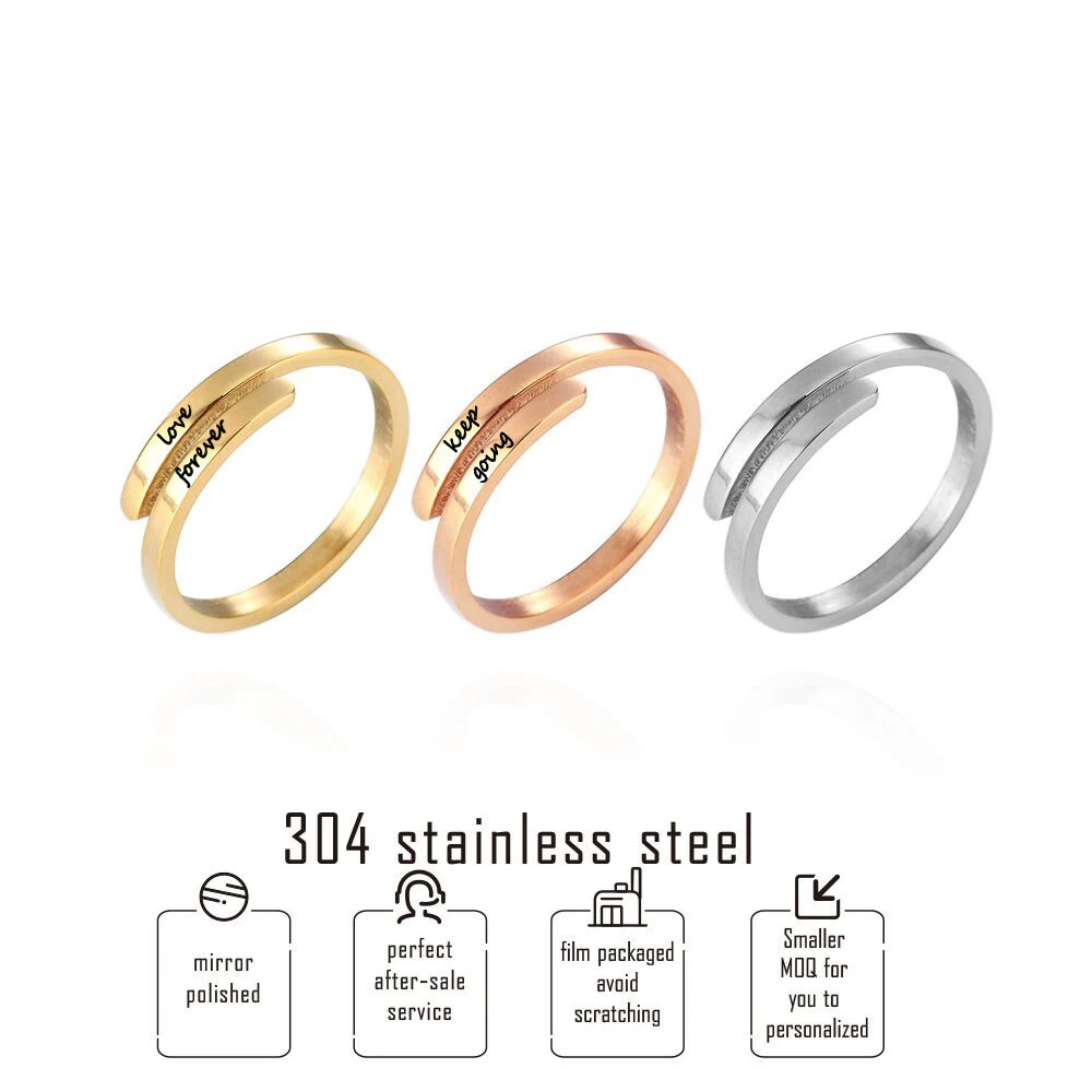 

Personalized Women's Cross Ring Mother's Day Gift Open Ring Smooth Surface Engraved Stainless Steel Jewelry