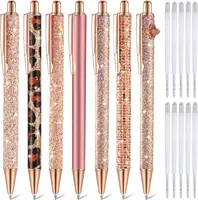 Bolígrafos de fantasía de 7 piezas para mujer, bolígrafos bonitos con purpurina brillante, con 10 recargas de tinta negra de piezas, bonitos regalos, bolígrafos de diario