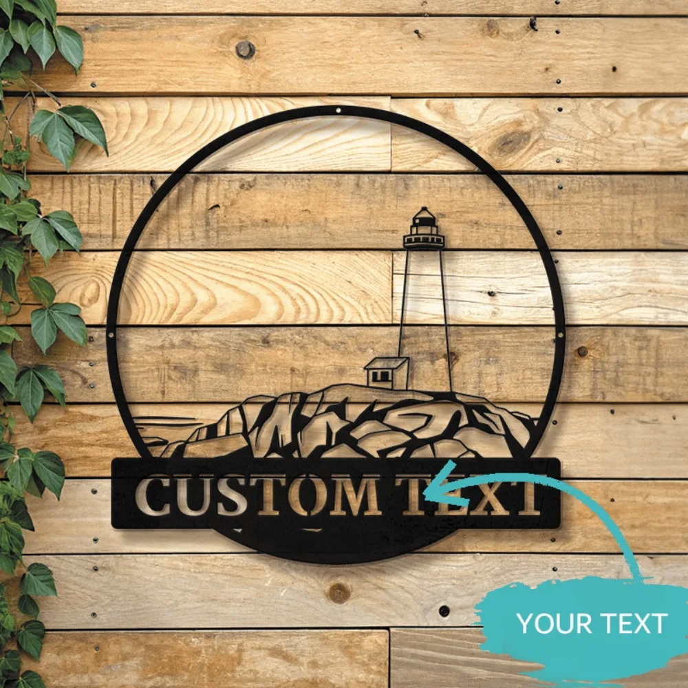 

Custom Custom Lighthouse Metal Wall Art Personalized Coastal Decor Rustic Durable for Home Beach House Cottage Indoor Outdoor