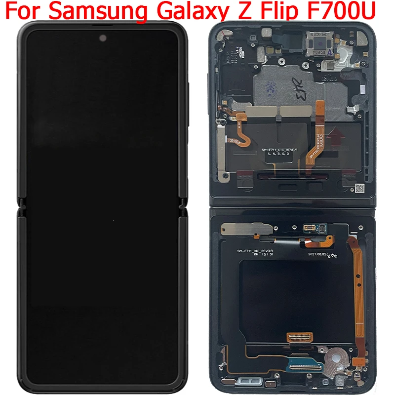 

New For Samsung Z Flip LCD Screen Display With Frame 6.7" ZFlip 5G F700F F700U Display LCD Touch Screen Parts