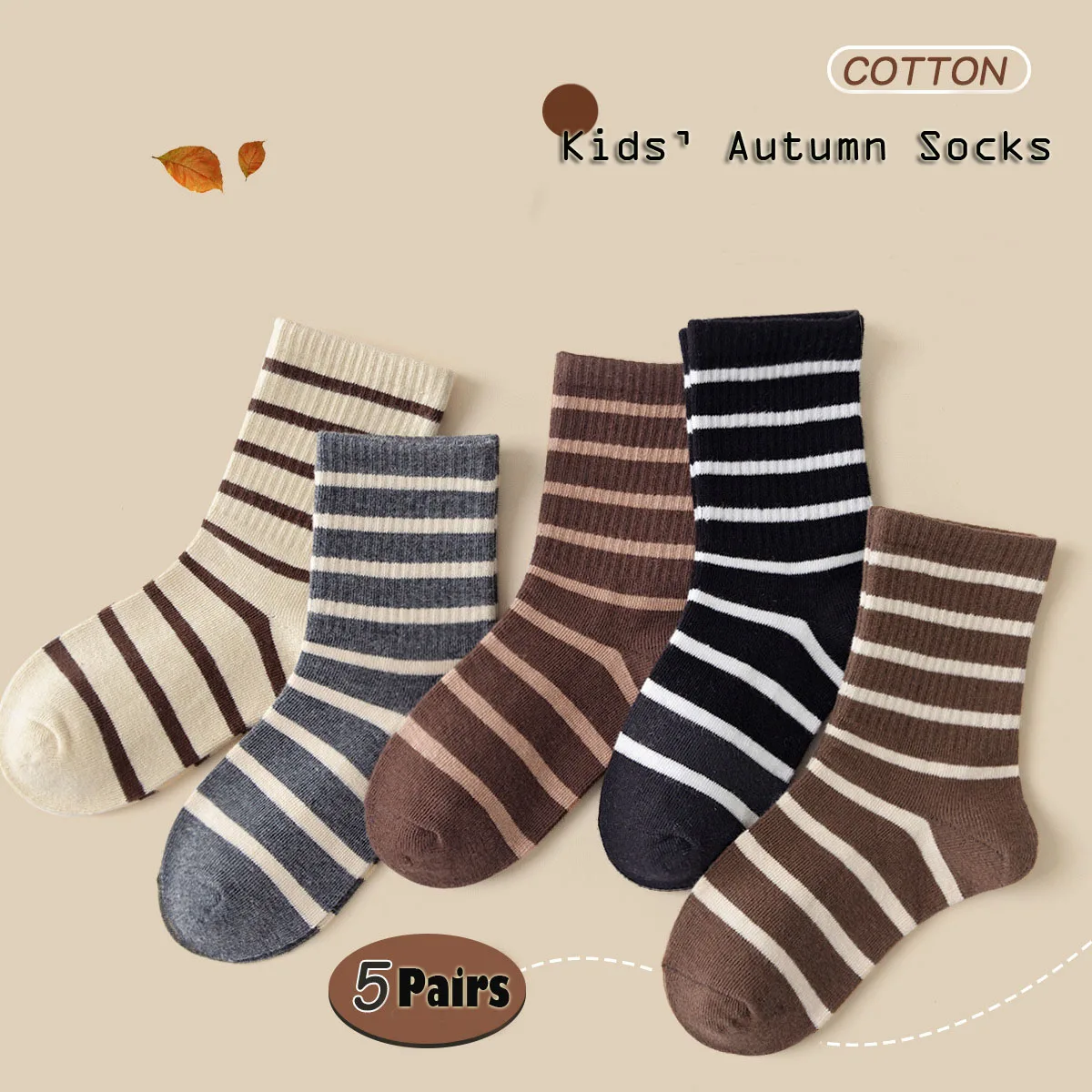 5 Pairs Autumn Socks Children's Sporty Socks Girls Boys Fashion Letter Sport Sock Calf Socks Striped Cotton Socks