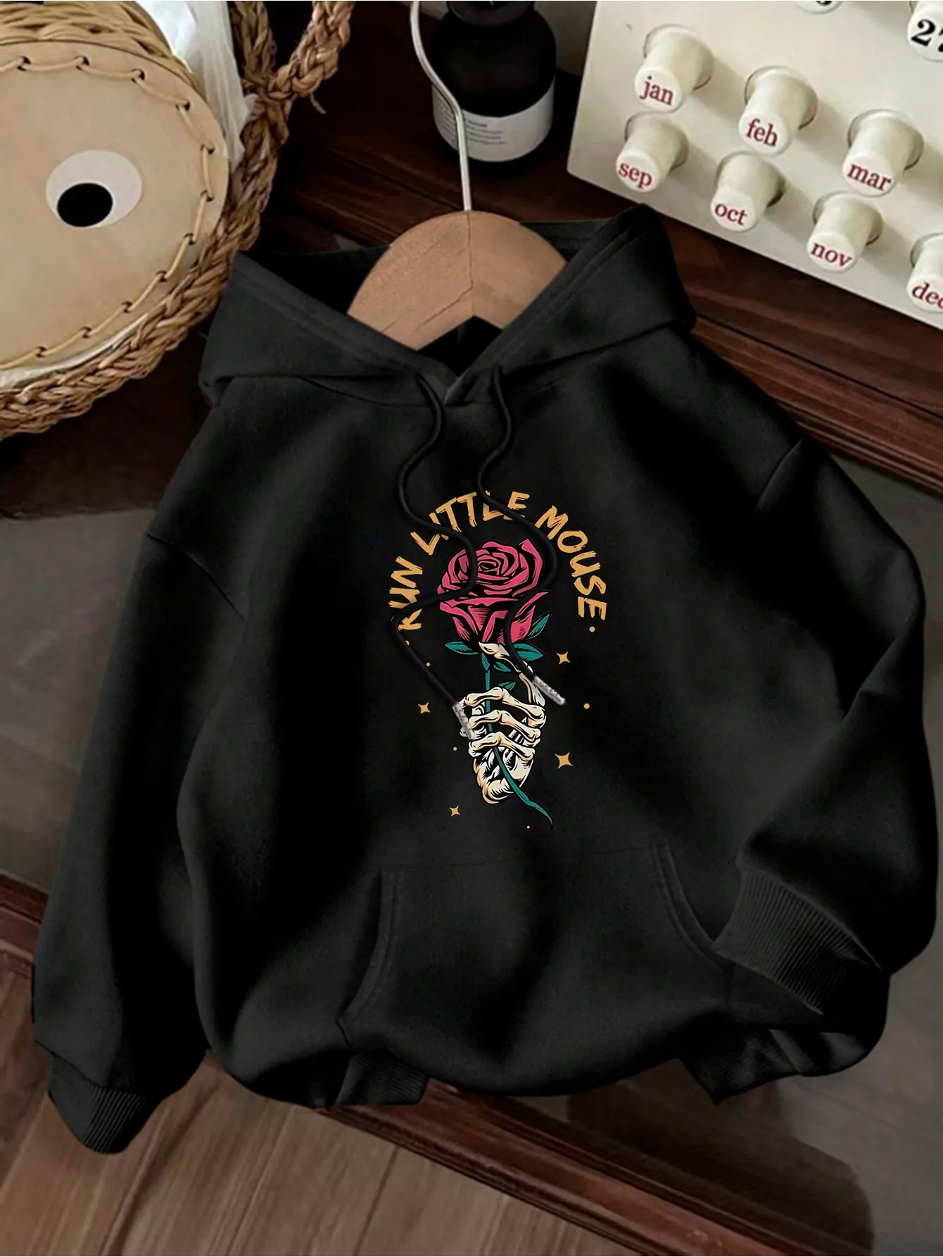 

Rose Graphic Printing Autumn and Winter Pure Cotton Men's and Women's Hoodies Casual Outdoor Street Sports Training Brand