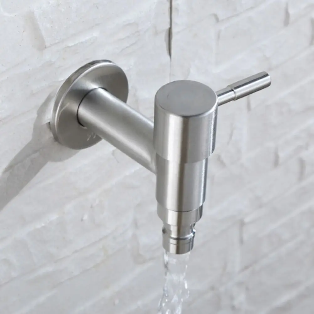 벽걸이형 세탁기 수도꼭지 T자형 연장 세면대 수도꼭지 304 스테인리스 스틸 빠른 개폐 단일 냉수 수도꼭지