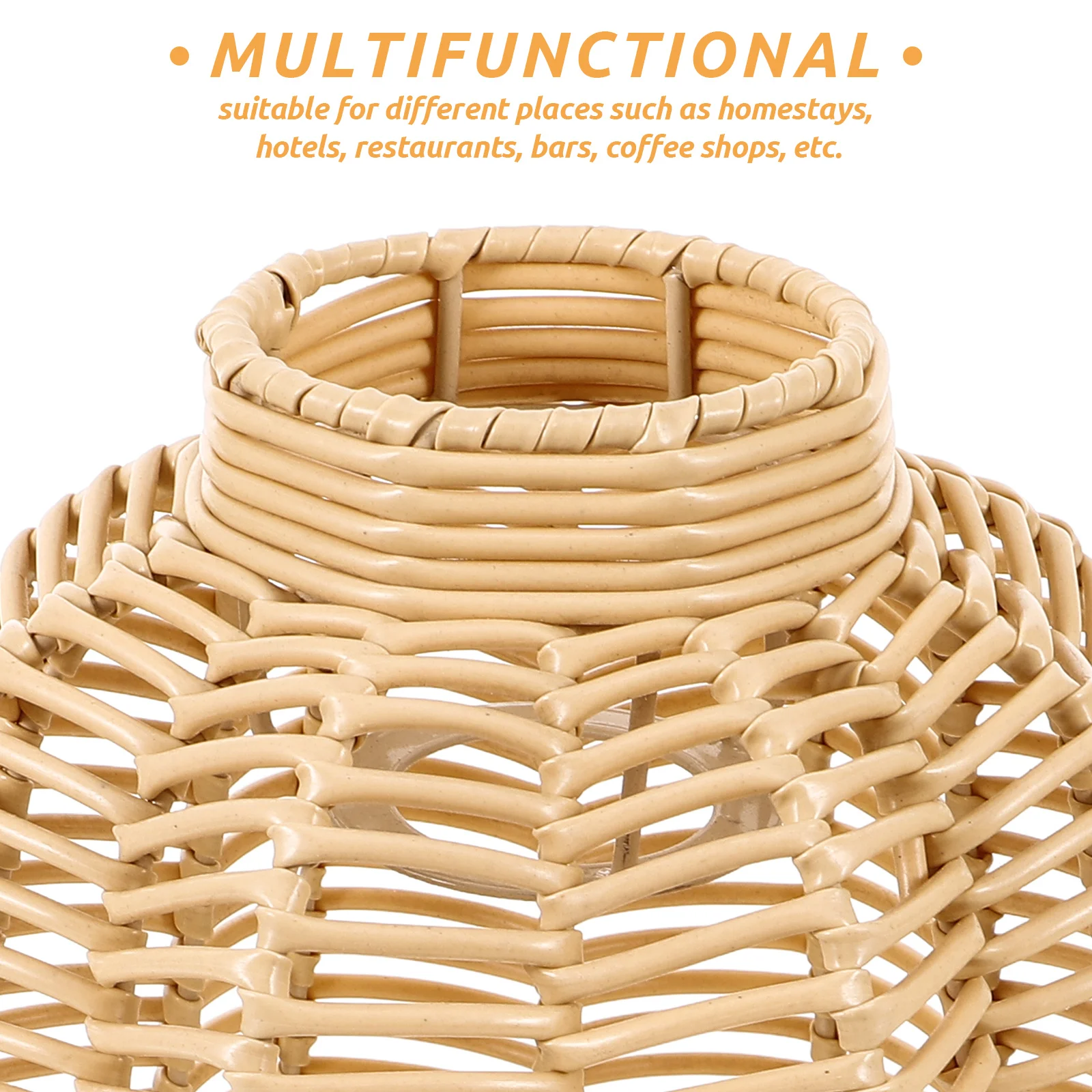 ريفي تقليد المنسوجة الروطان عاكس الضوء البلاستيك الحديد قلادة غطاء خفيف بسيط أنيق ديكور المنزل فندق عاكس الضوء #4